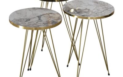 SEBASTIAN side coffee tables with gold legs