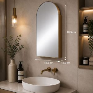 Deco metal wall mirror with cabinet 92948